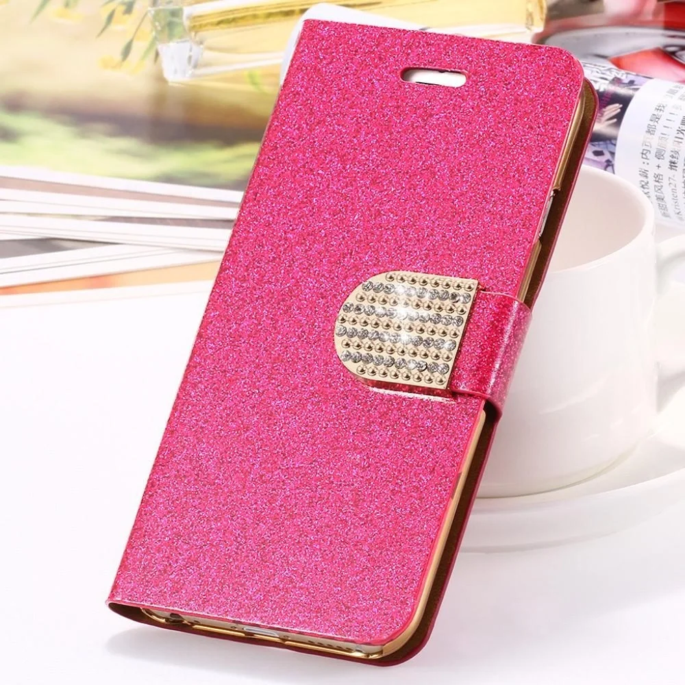 NEW iPhone 6 / 6s Glitter Case Fold Up Magnet Housing Pink
